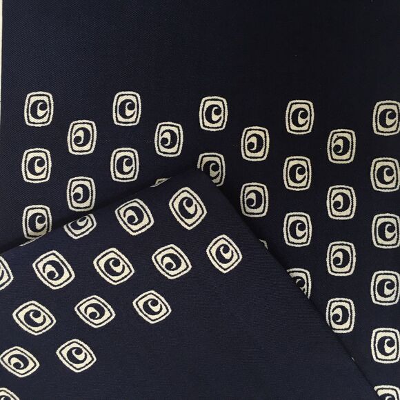 VTG CARVEN PARIS DOUBLE SIDED SILK SCARF NAVY - Picture 5 of 7